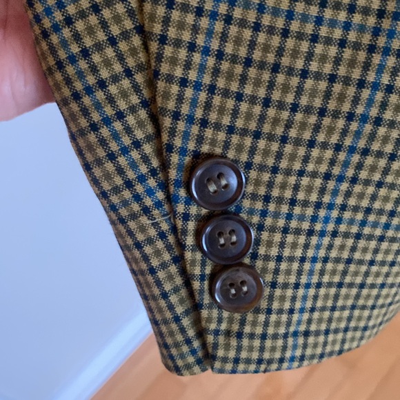 OLD RIVER OVERSIZED unisex Houndstooth Wool Green Blazer Made in France Size 42 - Picture 6 of 17